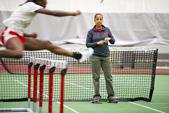 Robyne Johnson, BU’s track and field director, brings decades of coaching experience to her role as an assistant coach at the Summer Olympics in Rio. The track and field competition begins August 12. Photo by Cydney Scott