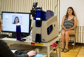 Matilda Grow (CAS’20) poses for her new BU ID