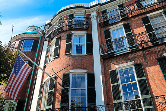 View of the front of the William Hickling Prescott House in Boston, Massachusetts