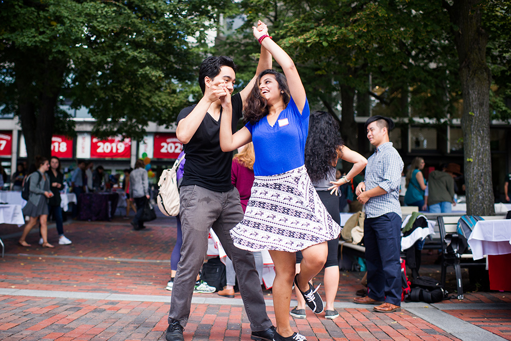 two students ballroom dancing at the Fall Arts Festival
