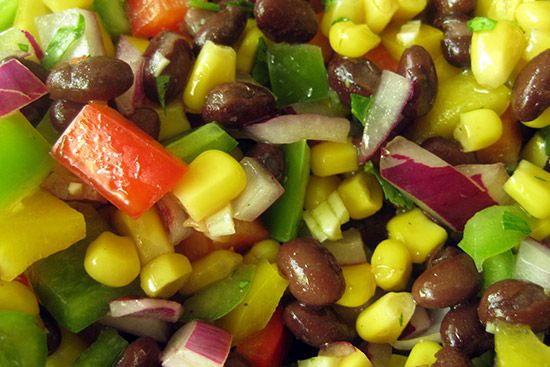 beans, corn, red onion dip