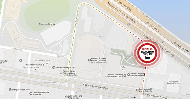 Buick St map showing traffic