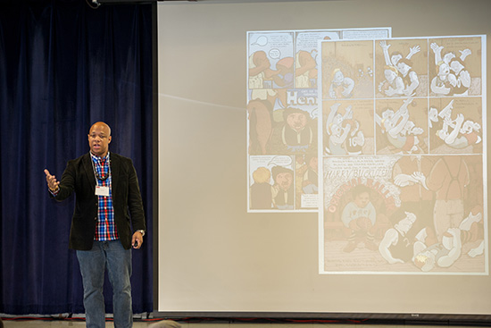 oel Christian Gill (CFA’04) speaks at African American Storytelling in Sequential Art