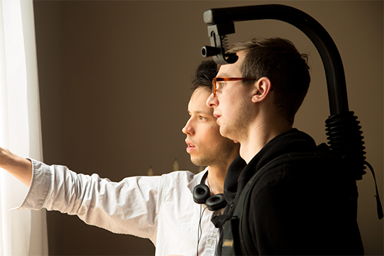 Zachary Treitz and Brett Jutkiewicz on the set of Men go to Battle