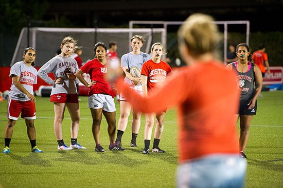 womens rugby team on the field