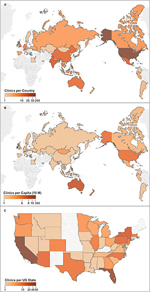 Locations of Stem-Cell-Based Clinics map