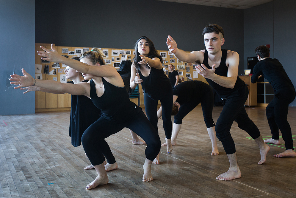 Students learning how to use rapier, daggers, broadswords and quartstaffs in theatrical scenes