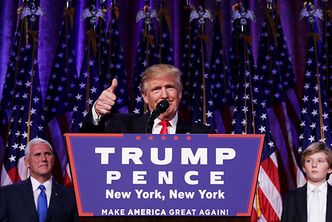 Donald Trump behind a podium