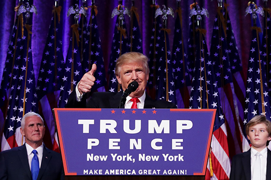 Donald Trump behind a podium