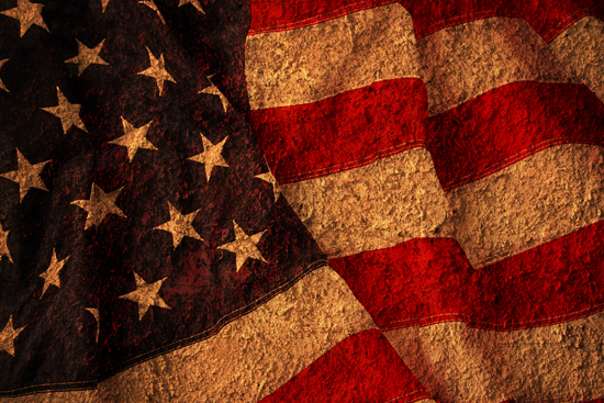 Vintage old worn American flag