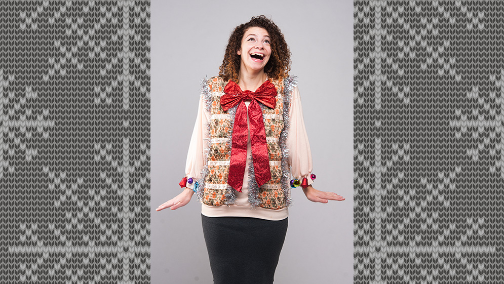 Gabrielle Guarracino in her ugly holiday sweater