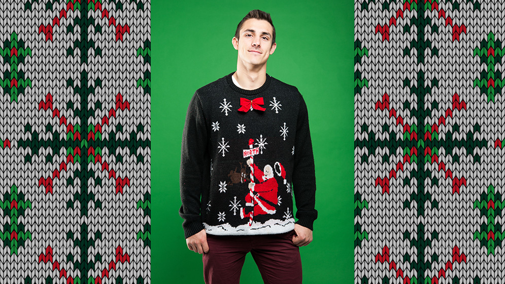 Jacob Default in his ugly holiday sweater