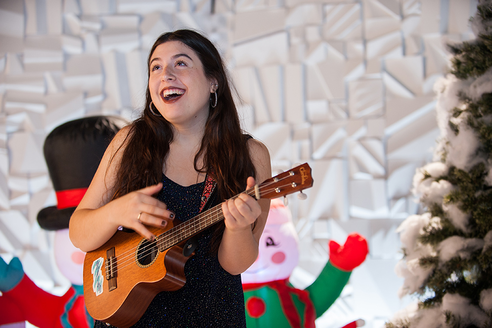 BU student playing ukelele.