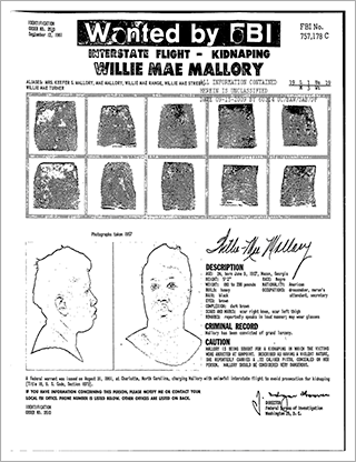 FBI wanted document for Mae Mallory