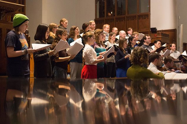 choir members singing