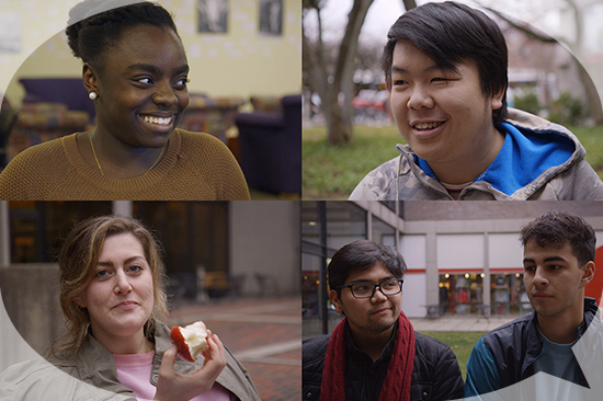 Photo grid of BU students