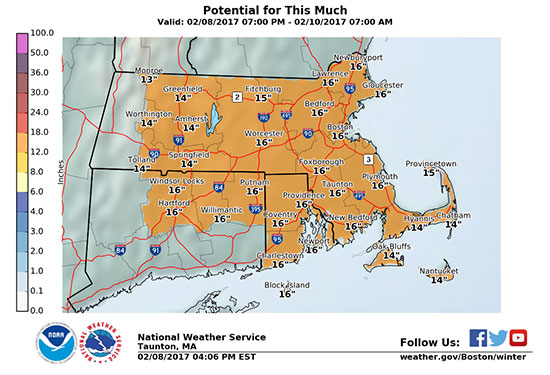 snow storm forecast, february 8, 2017