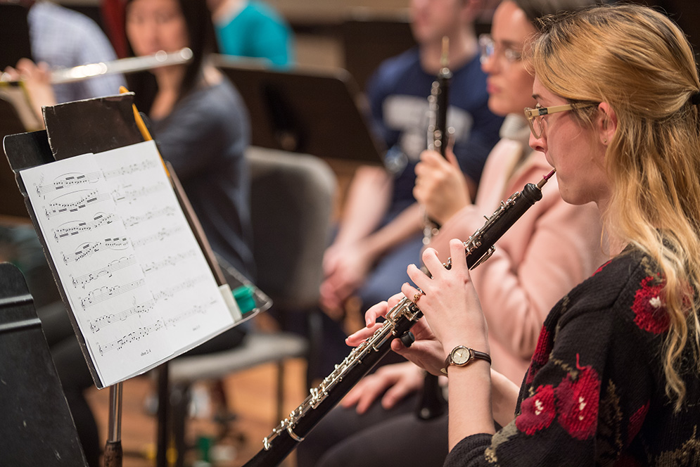 BU sutdent playing clarinet