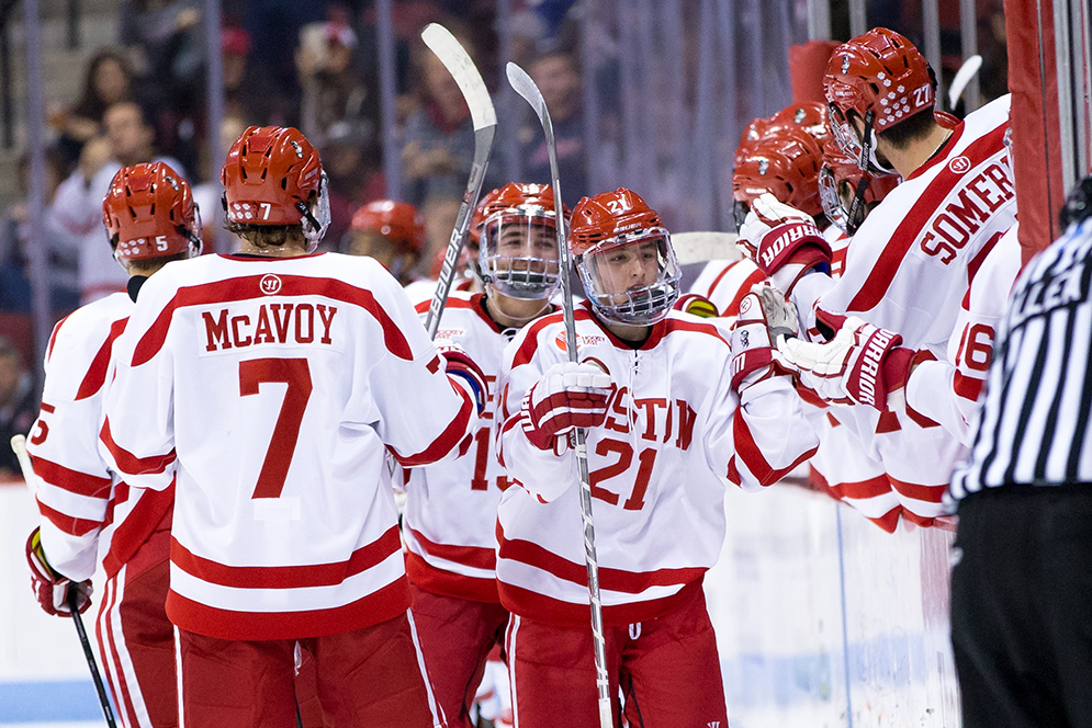 BU Men's hockey team on ice