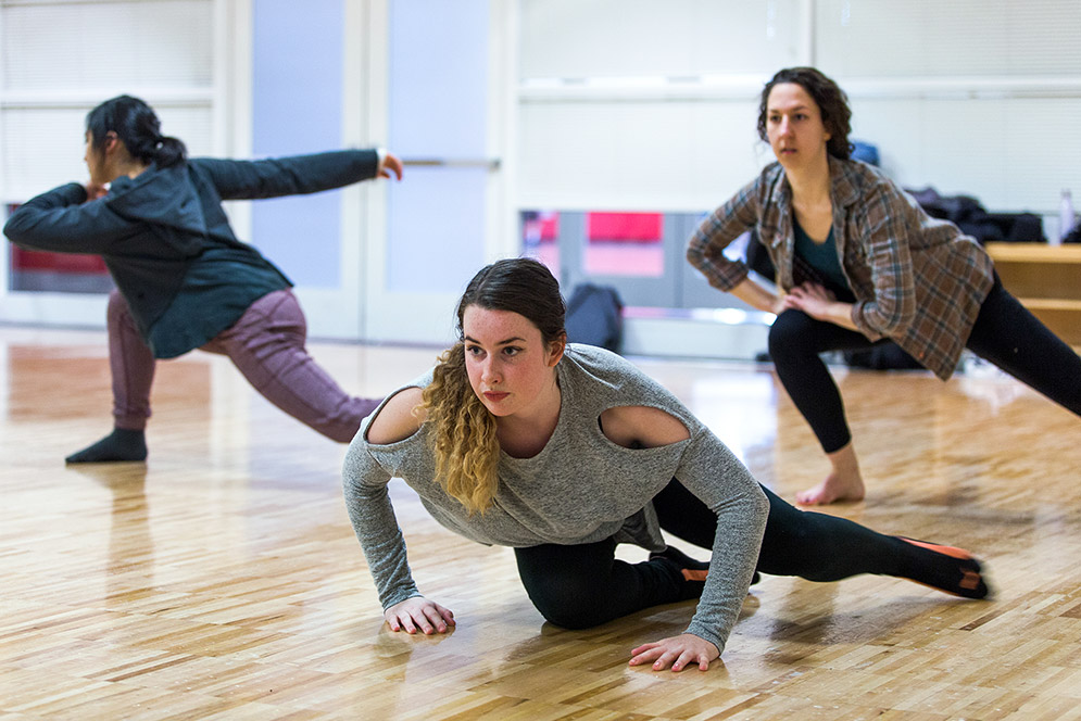 BU students rehearsing dance piece