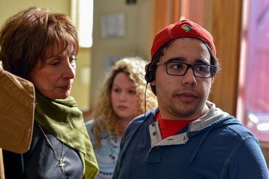 Actors Ruby Hondros (from left) and Rocio Del Mar Valles with Over His Dead Body director Ramon Torres.
