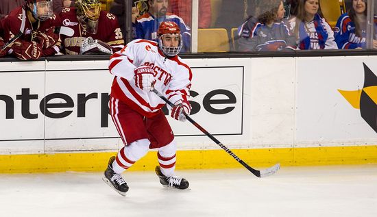 Terrier Brandon Hickey says playing in a hostile environment is a challenge any athlete should look forward to. Hickey has 15 points in 33 games for BU this season.