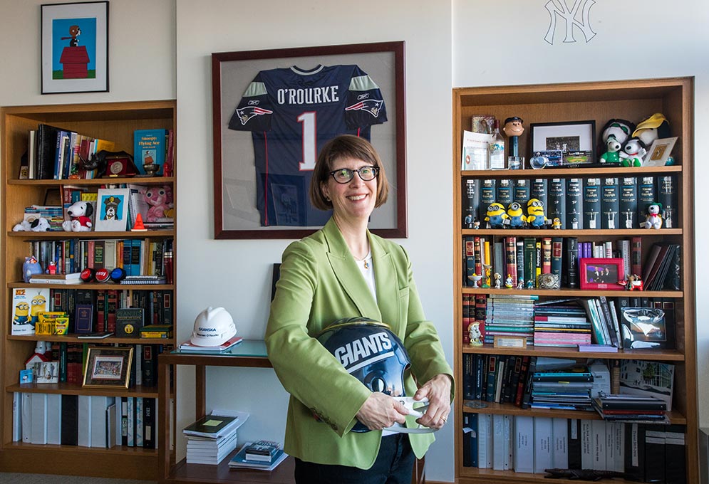 Maureen O'Rourke, Boston University School of Law Dean, in her campus office