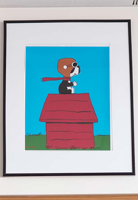 Poster Print of Rhett Terrier Snoopy as the Red Baron on office wall of Boston University School of Law Dean Maureen O'Rourke