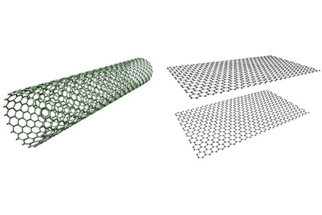 Graphene sheets can be stacked horizontally to form channels, called graphene nanochannels, or rolled into carbon nanotubes.