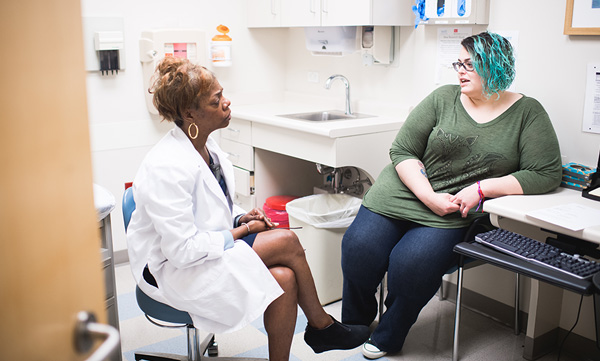 Patient Navigator meeting with patient at Boston Medical Center