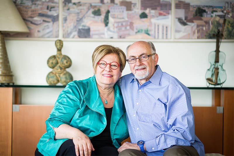 Carmela and Menachem Abraham at their home in Boston