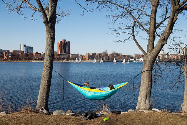 Kenzie Joyce and Victoria Russell sitting in hammock