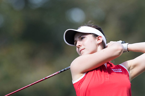 Adela Cejnarova, the undisputed leader and only senior on the six-woman BU golf team, will be out to defend her back-to-back individual Patriot League titles at this weekend’s league tournament.