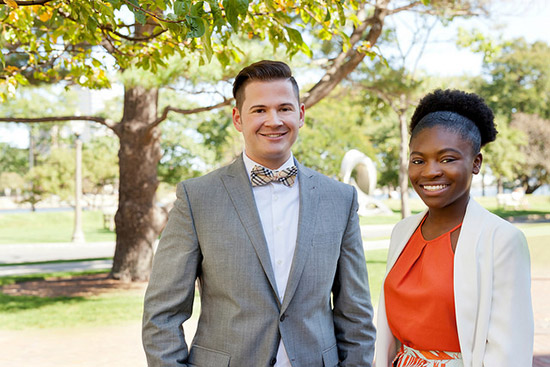 Class Gift cochairs Louis Vitti and Victoria Olakojo. The Class Gift committee is sponsoring a challenge: clubs and organizations can compete for matching funds based on who has the most student donors by the end of Giving Day.
