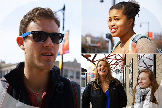 Photo grid of BU students