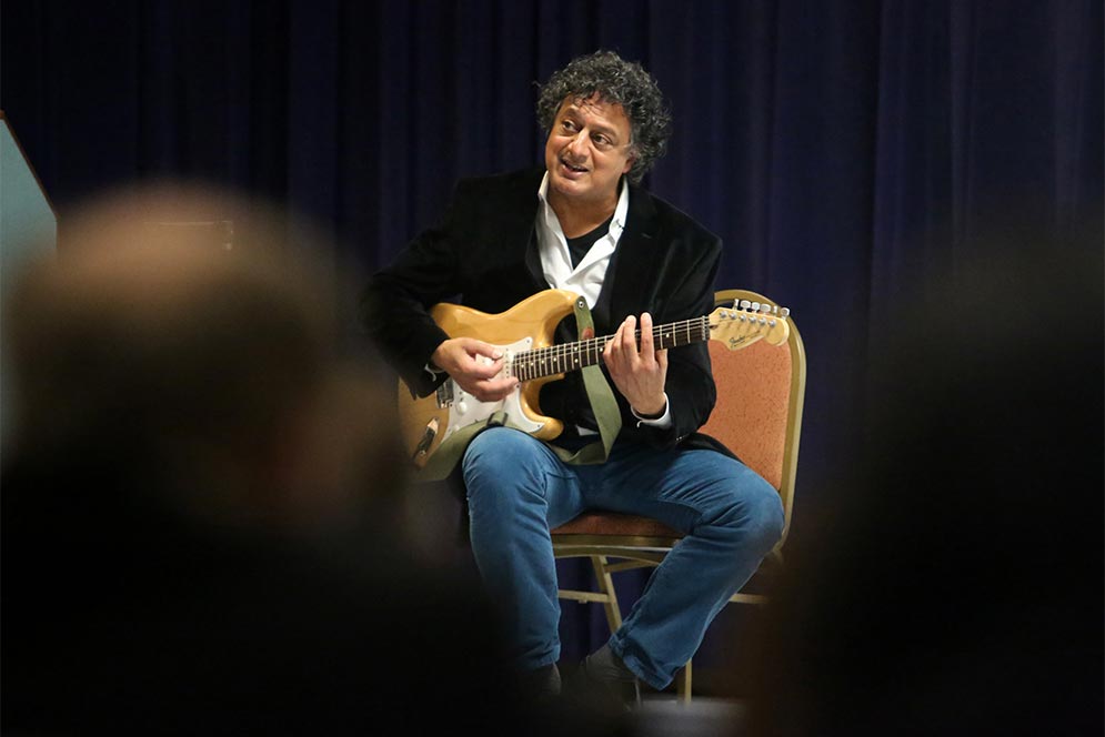 Victor Coelho, a professor of music and chair of Musicology and Ethnomusicology department at Boston University, performs at the Reflections on Motown event