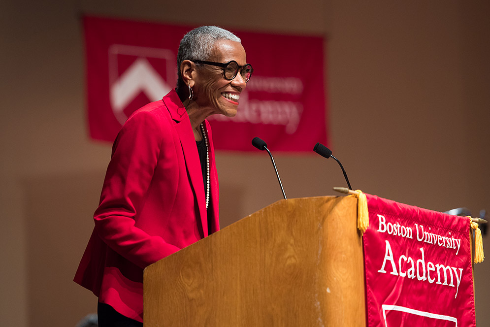 Andrea Taylor at podium