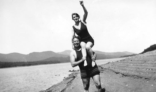 William Moulton Marston hoisting his bride, Elizabeth Holloway Marston