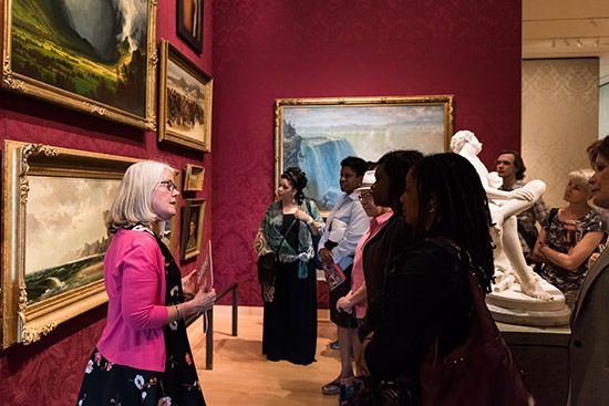 Docent speaking to tour group