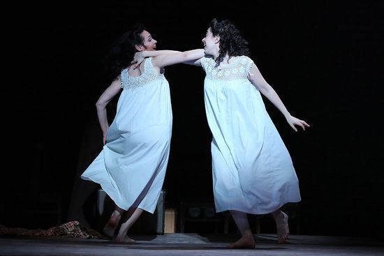 Katrina Lenk and Adrina Verson on stage