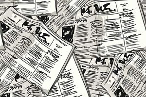 Graphic illustration of a pile of newspapers