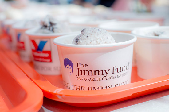 Ice cream cups with Jimmy Fund logo