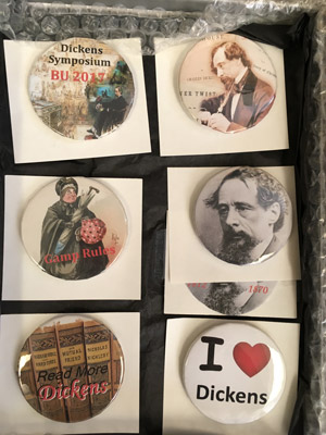 Charles Dickens-themed buttons