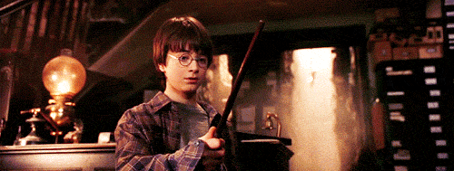 Harry Potter and his wand