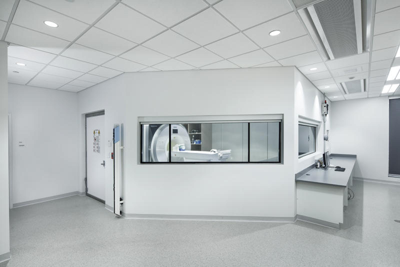 View of the MRI machine at the Rajen Kilachand Center for Integrated Life Sciences and Engineering science building at Boston University