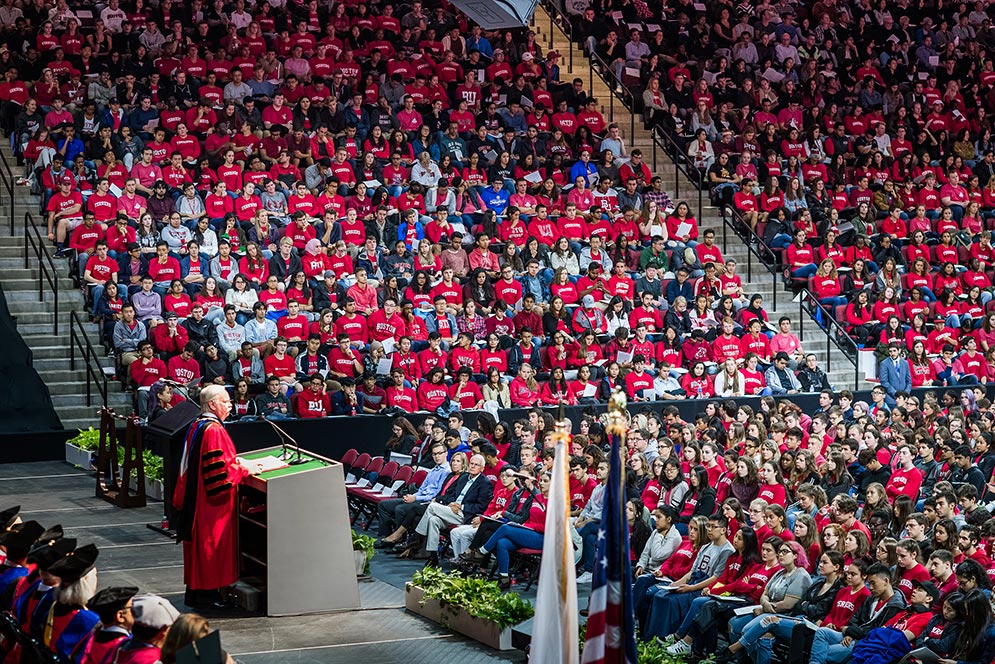 Boston University Class of 2021 Matriculation ceremony at Agganis Arena