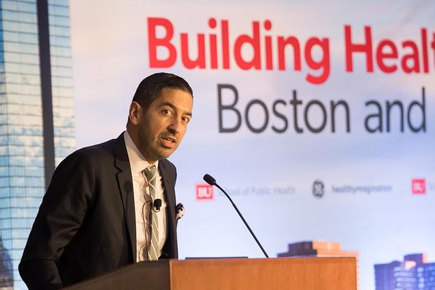BU School of Public Health Dean Sandro Galea speaks at the Building Healthy Cities event