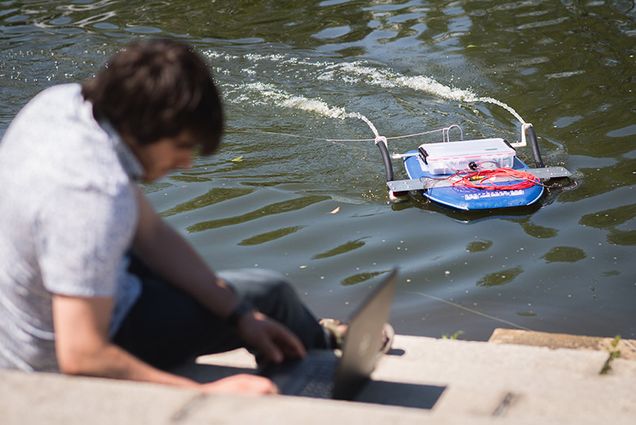 According to McDaniel, small swarms of robotic boats like these might one day be used to patrol US harbors and coastlines, searching for small underwater threats.