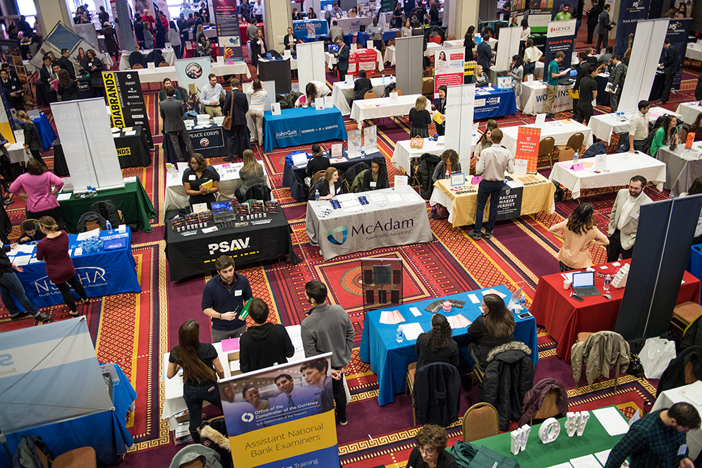 Career fair on Thursday, February 16, 2017. Photo by Jackie Ricciardi