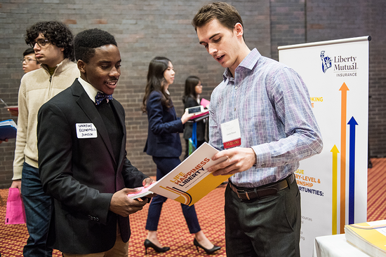 Career fair on Thursday, February 16, 2017. Photo by Jackie Ricciardi